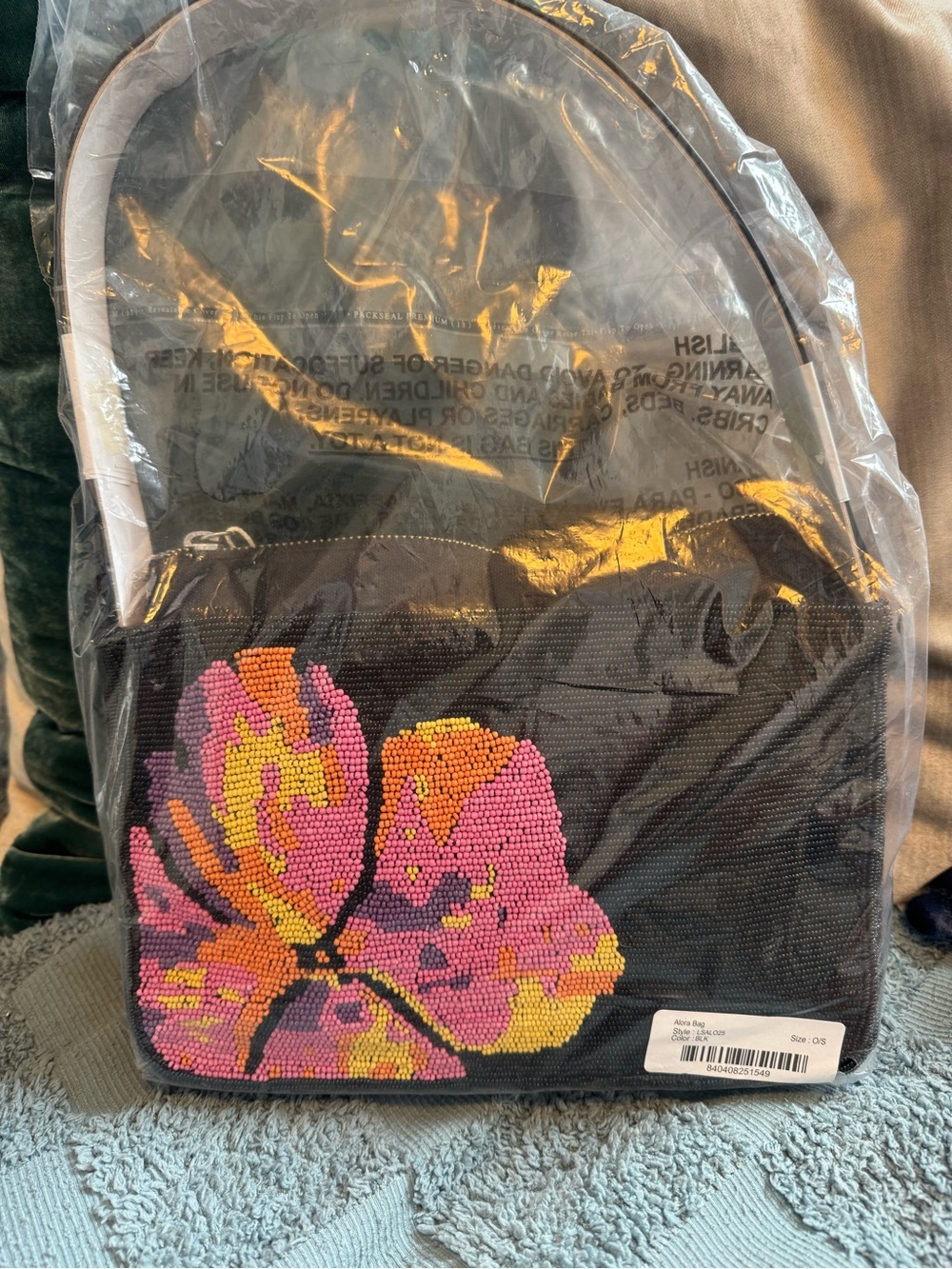 L*Space Alora Bag Black Beaded Floral Shoulder Bag NWT - Picture 3 of 4